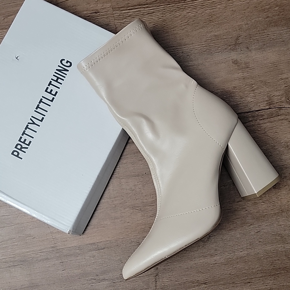 Cream ankle boot heel